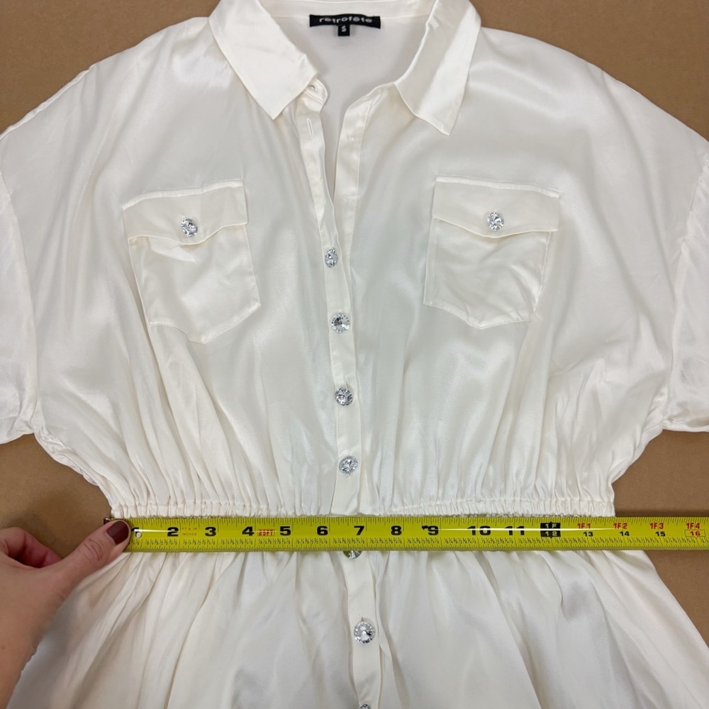 RETROFETE Olive Mini Dress in White Size S - Picture 13 of 14